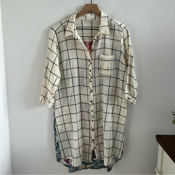 Soft Surrounding Tunic Back Floral Sheer Panel with Front Window Pane Medium P - Picture 1 of 11